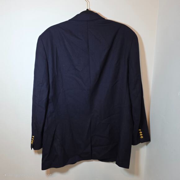 Chaps Ralph Lauren Blazer Mens 44R Navy Wool Gold Crest Buttons Classic Jacket - Picture 6 of 10